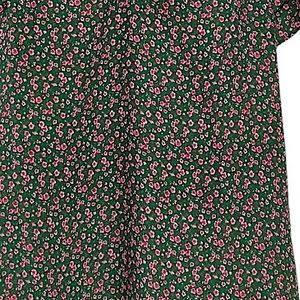 Pleione green pink floral ruffle sleeve blouse L